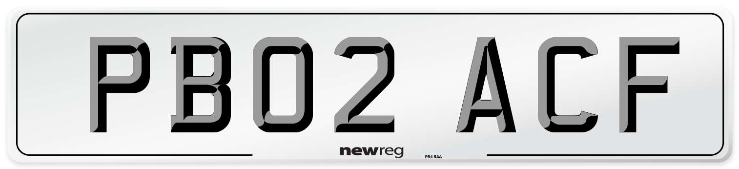 PB02 ACF Number Plate from New Reg